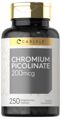 Carlyle Chromium Picolinate 200mcg | 250 Tablets | Vegetarian, Non-GMO, Gluten Free Supplement